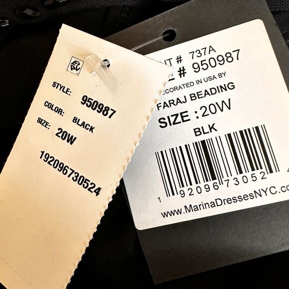 Marina Plus Size Beaded Long Sleeve Crew Neck 2-Piece Pant Set Size 20W Black - Picture 12 of 13